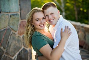 Engagement photos at Enger Tower in Duluth